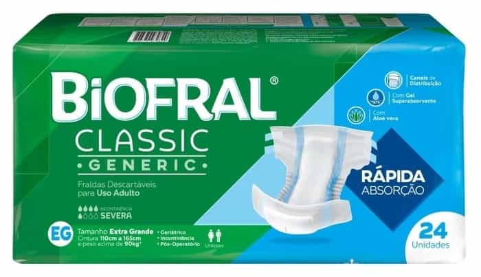Foto do produto Fralda Geriátrica Biofral Classic EG c/ 24 un