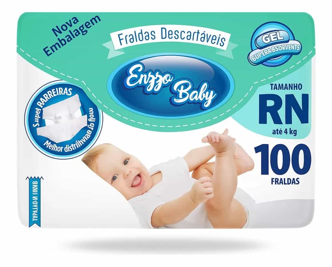 Foto do produto Fralda Descartável Enzzo Mega Pacotão RN c/ 100 un (RN)