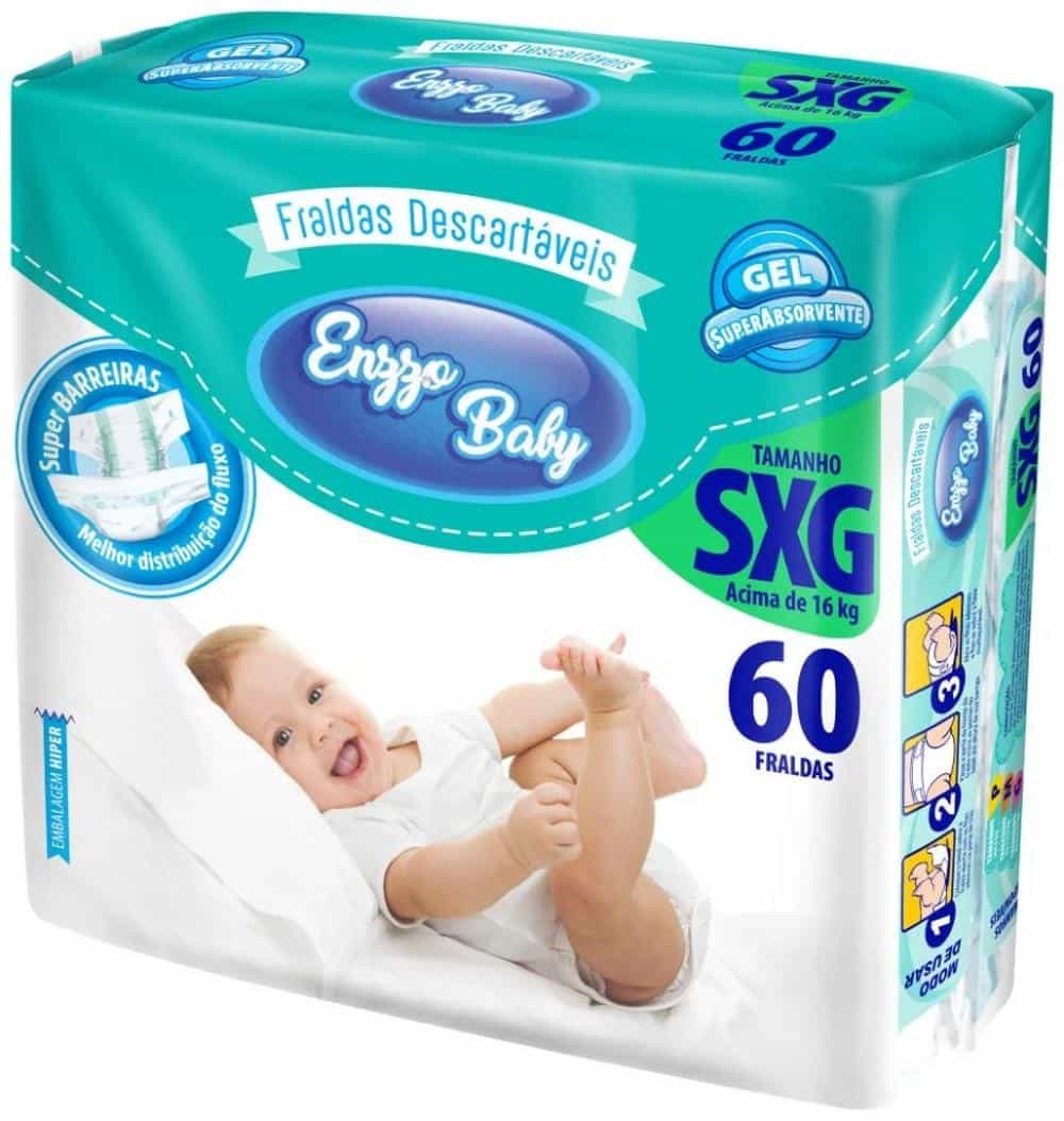 Foto do produto Fralda Infantil Enzzo Baby XXG c/ 60 un (XXG)