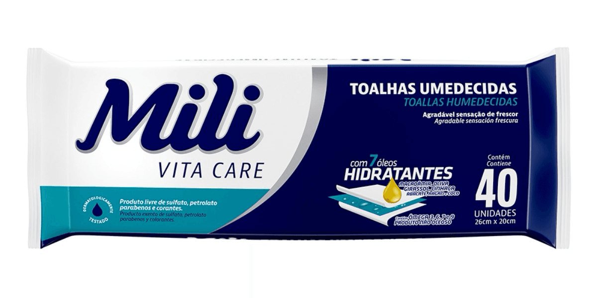 Toalhas Umedecidas Adulto Mili Vita Care c/ 40 un — foto 1
