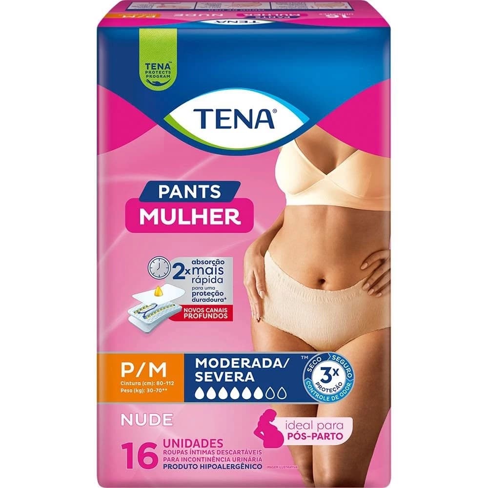 Calcinha Descartável Roupa Íntima Tena Pants Mulher P/M c/ 16 un — foto 1