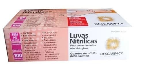 Luva Nitrílica Grande Sem Pó Rosa — foto 1