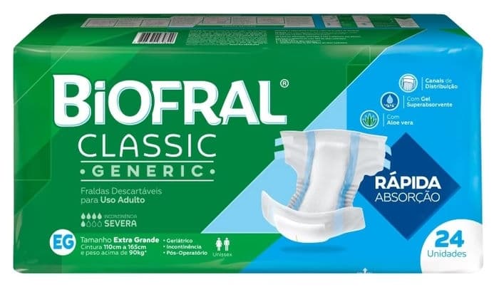 Fralda Geriátrica Biofral Classic EG c/ 24 un — foto 1