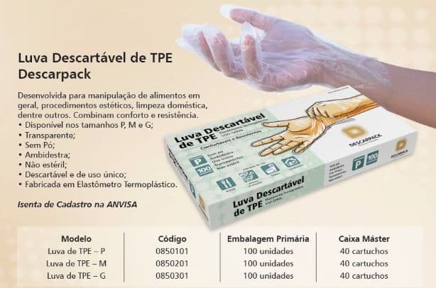 Luva Descartável Vinilica TPE Média — foto 2