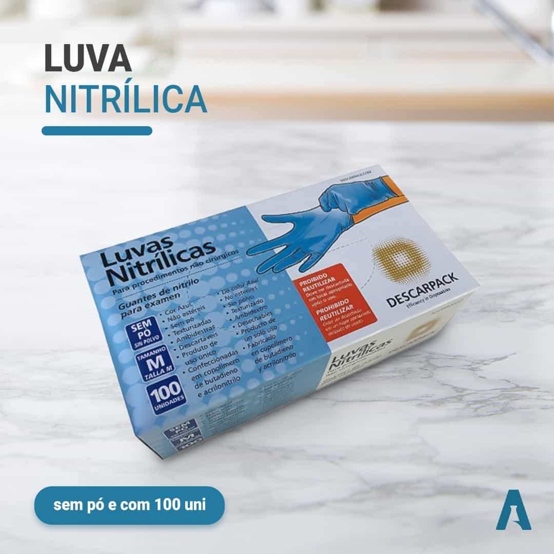 Foto do produto Luva Nitrílica sem Pó Azul Média