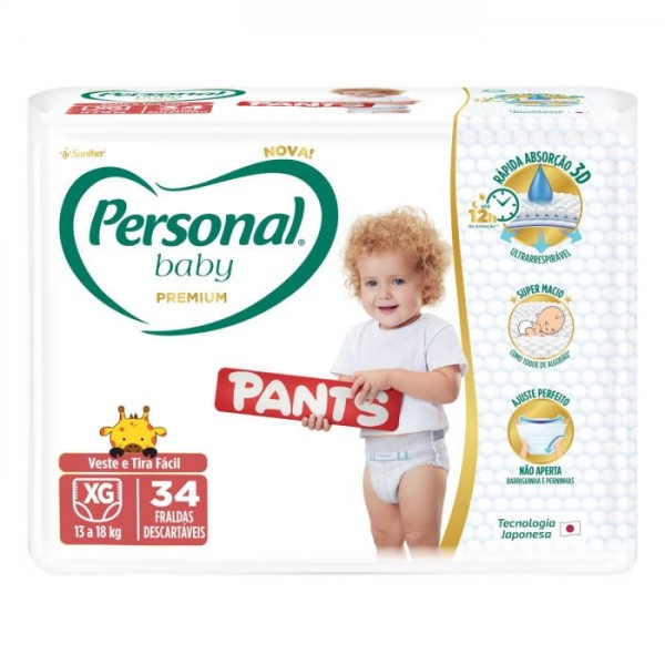 Fralda Personal Baby Premium Pants Extra Grande c/34