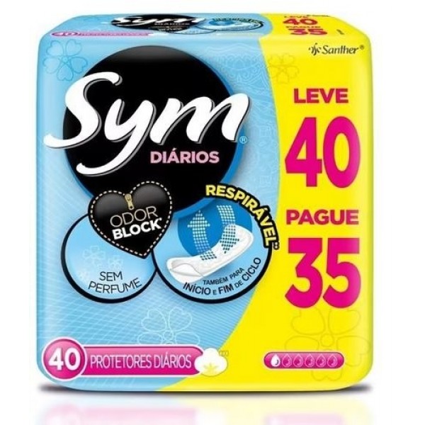 Protetor Diário Sym s/Perfume c/40 unidades